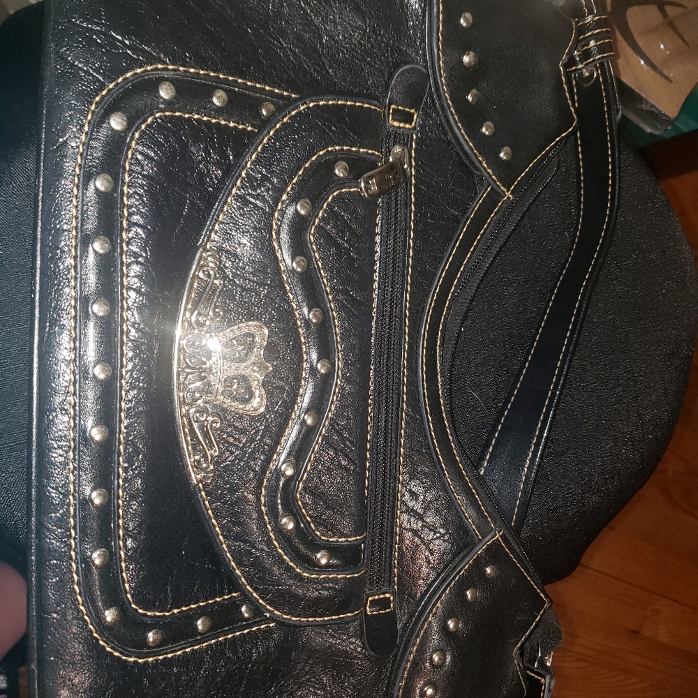 Black leather purse